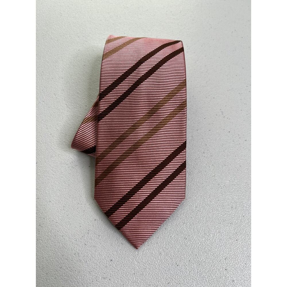 Peter Elliot Rose, Brown Striped Pattern 100% Silk Tie NWOT